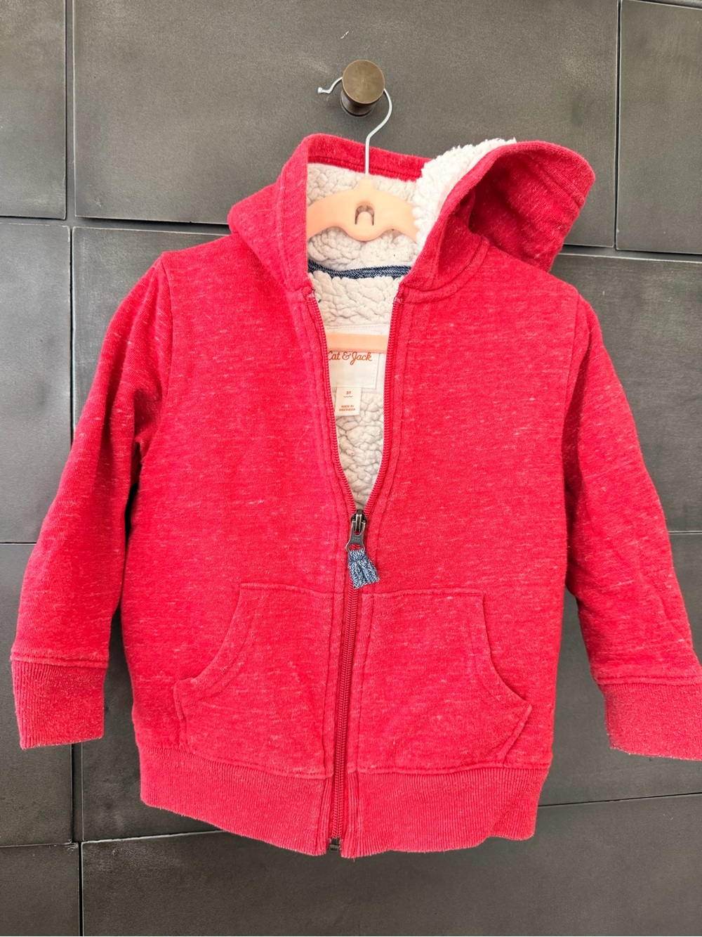 Cat & Jack Red Sherpa-Lined Zip Hoodie for Kids